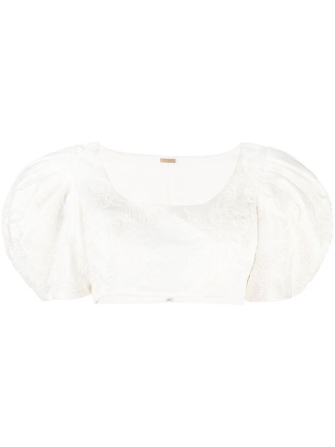 Cult Gaia floral-embroidery cropped top - White - zdjęcie produktu nr 1