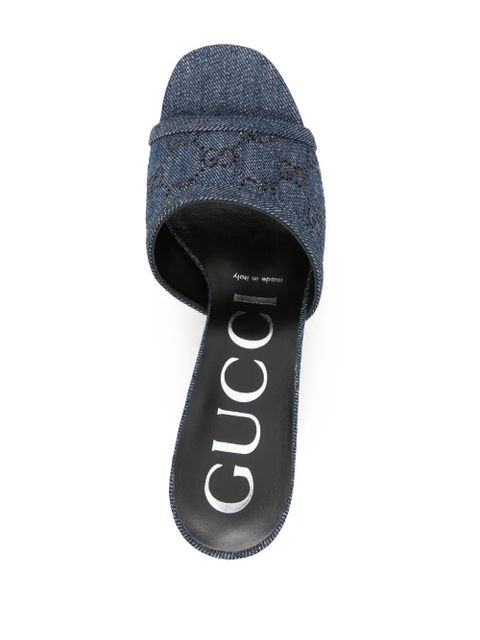 Gucci 80mm GG-monogram denim mules - Blue