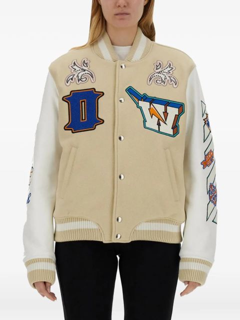 Off-White patch-appliqué bomber jacket - Neutrals - zdjęcie produktu nr 1