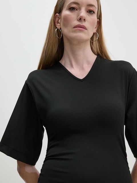 Day Birger et Mikkelsen sukienka Margaret - Modern Interlock kolor czarny maxi dopasowana DAY65243428