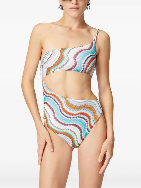 Missoni zigzag-woven swimsuit - Blue