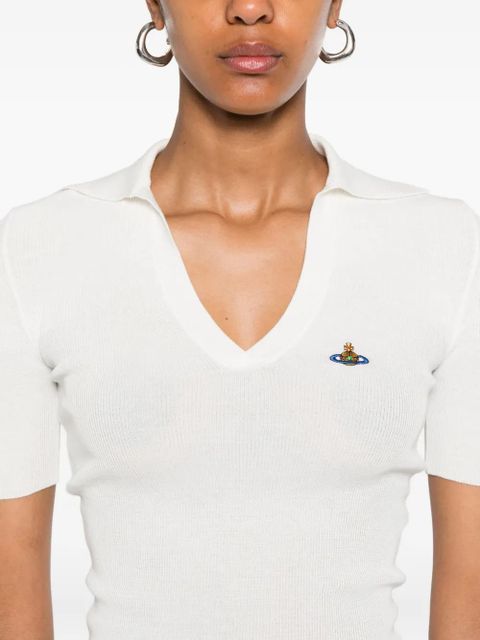 Vivienne Westwood Orb-embroidered polo top - White