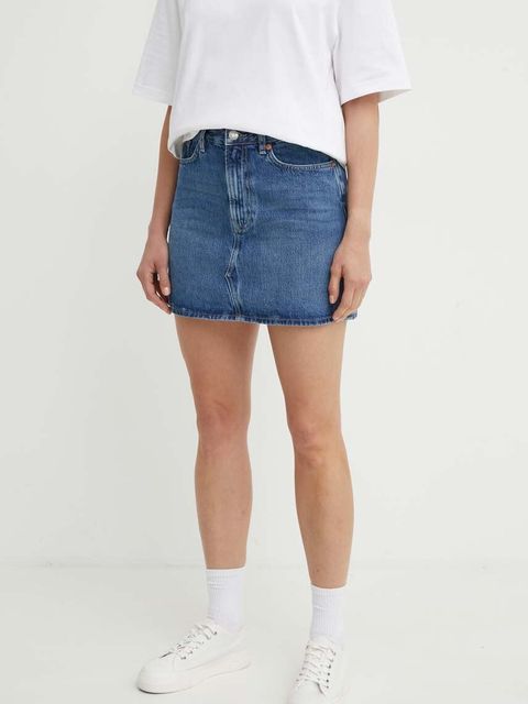 Samsoe Samsoe spódnica jeansowa SASHELLY kolor niebieski mini ołówkowa F24200020