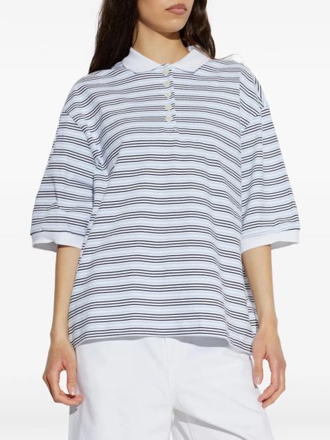 Róhe striped-pattern buttoned polo shirt - White