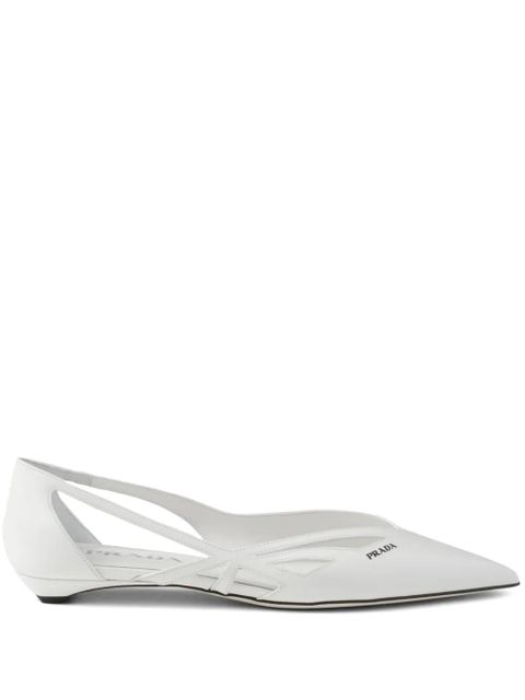 Prada leather cut-out ballerina shoes - White - zdjęcie produktu nr 1