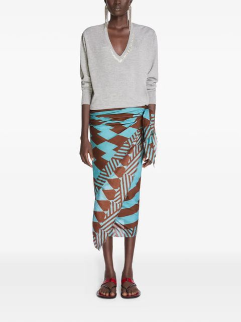 DRIES VAN NOTEN geometric-print pareo - Blue - zdjęcie produktu nr 2