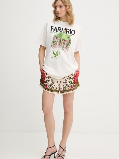 Farm Rio t-shirt bawełniany damski kolor beżowy 354563 - zdjęcie produktu nr 2