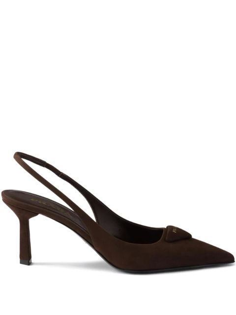 Prada 75mm slingback triangle-logo pumps - Brown - zdjęcie produktu nr 1