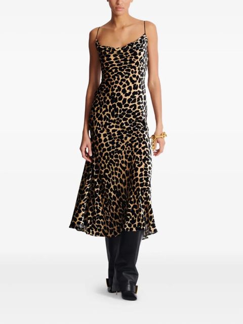 Balmain leopard-print velvet dress - Neutrals - zdjęcie produktu nr 2
