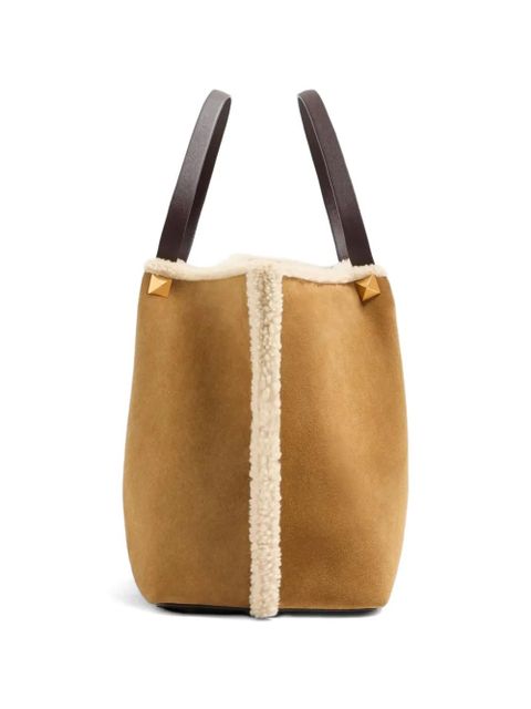 Valentino Garavani medium VLogo Signature suede tote bag - Neutrals