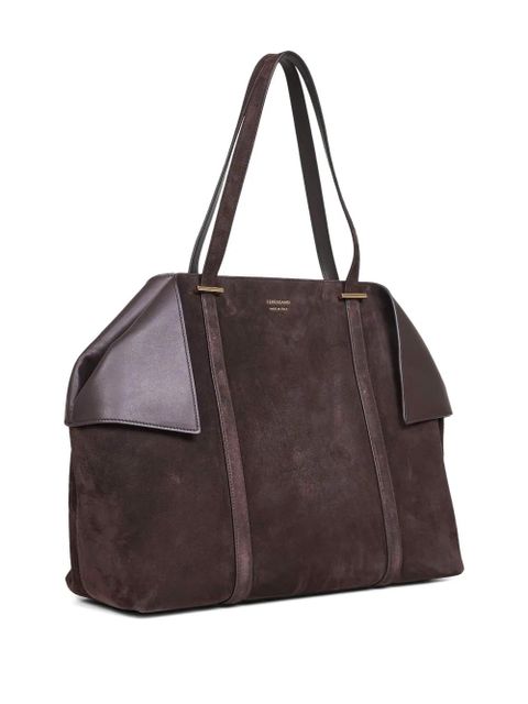 Ferragamo Gancini suede shoulder bag - Brown