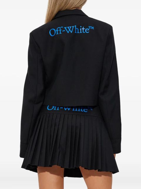 Off-White logo-print cropped blazer - Black