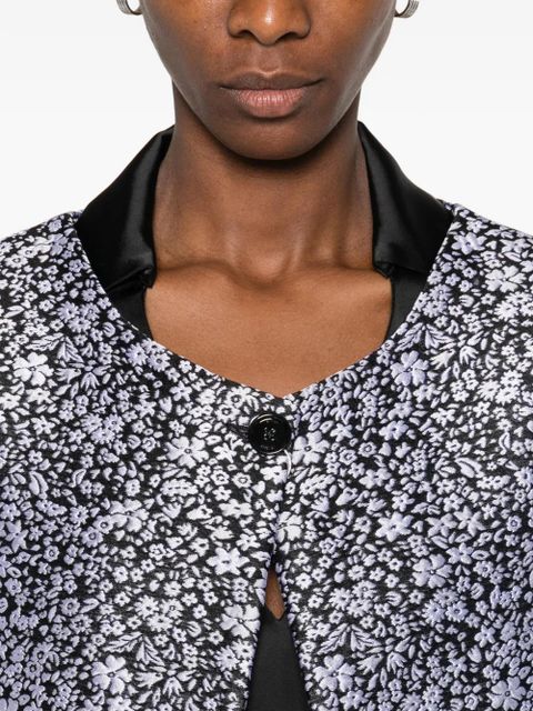 TOTEME collarless floral coat - Black