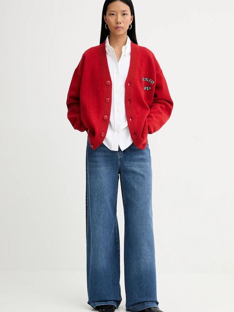 Kenzo koszula bawełniana damska kolor biały regular z kołnierzykiem klasycznym FF52CH2649LO.01