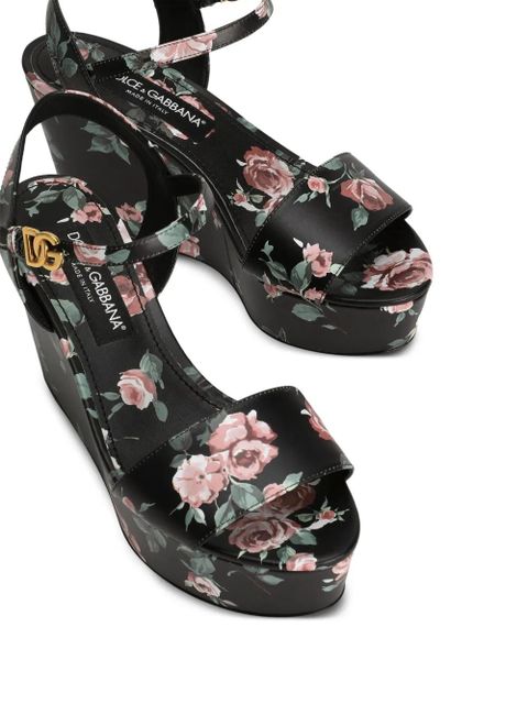 Dolce & Gabbana calfskin weDGe sandals - Black
