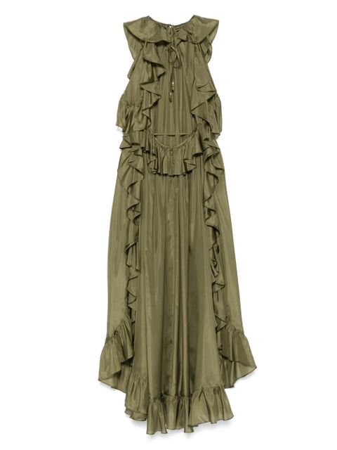 ZIMMERMANN Cascadian ruffle-trim midi dress - Green - zdjęcie produktu nr 2