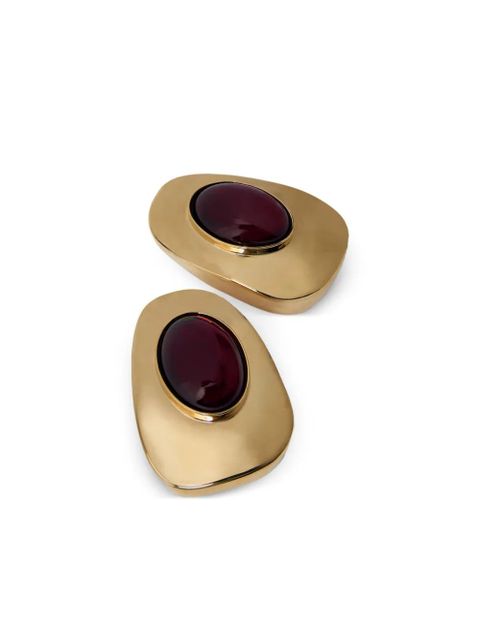 Saint Laurent hammered cabochon-setting earrings - Gold