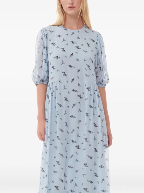 GANNI puffed-sleeve floral dress - Blue - zdjęcie produktu nr 2