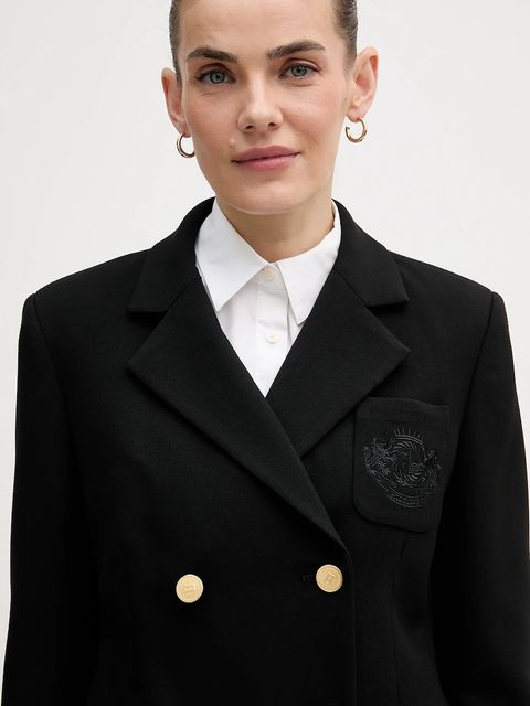 Tommy Hilfiger marynarka kolor czarny dwurzędowa gładka WW0WW48696