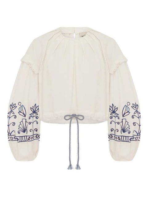 ALEMAIS Leela ruffled floral top - Neutrals