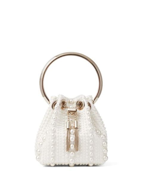 Jimmy Choo Bon Bon pearl-embellished mini bag - White - zdjęcie produktu nr 1