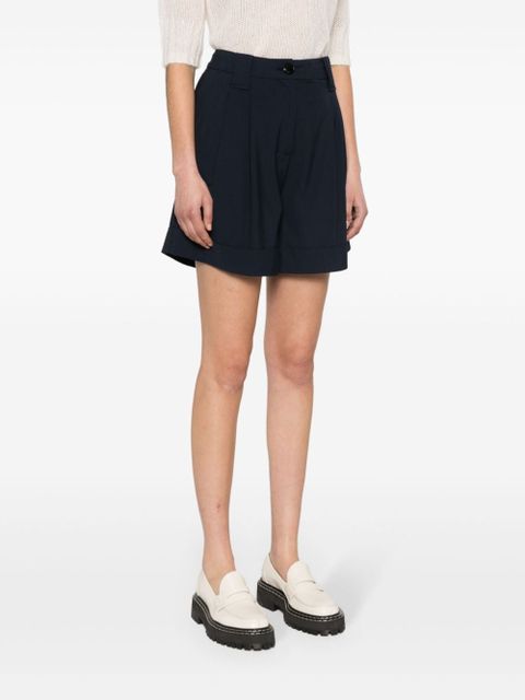 GANNI high-rise pleated shorts - Blue