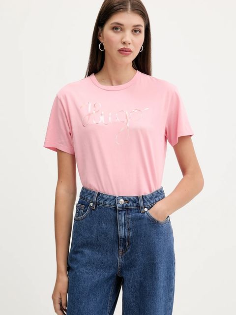 HUGO t-shirt bawełniany damski kolor różowy 50544868 - zdjęcie produktu nr 1