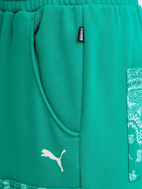 Puma spodnie dresowe bawełniane damskie kolor zielony wzorzyste 632845 - zdjęcie produktu nr 2