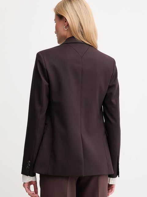 Tommy Hilfiger marynarka z dodatkiem wełny kolor bordowy jednorzędowa gładka WW0WW46662 - zdjęcie produktu nr 2