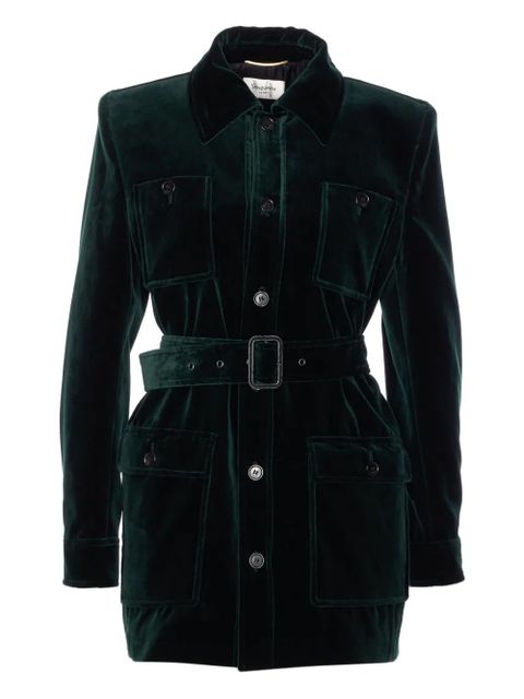 Saint Laurent belted velvet jacket - Green - zdjęcie produktu nr 1