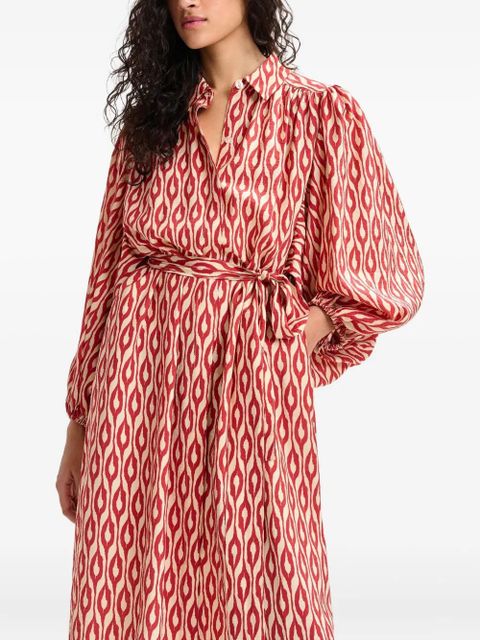 Essentiel Antwerp Ihilton abstract-print belted dress - Orange