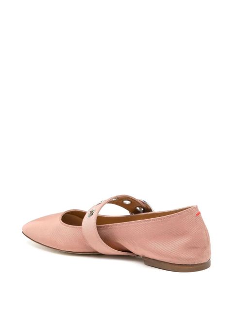 Aeyde Uma Eyelet Grosgrain Coral ballet flats - Pink