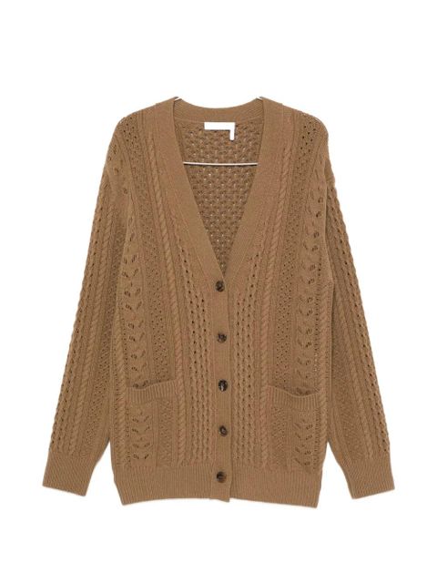Chloé cable-knit pointelle cardigan - Green - zdjęcie produktu nr 1