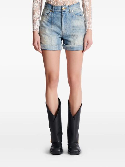 Balmain diamond denim shorts - Blue