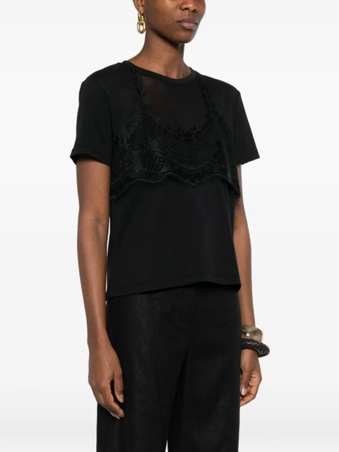 TWINSET lace-detail short-sleeve top - Black - zdjęcie produktu nr 2