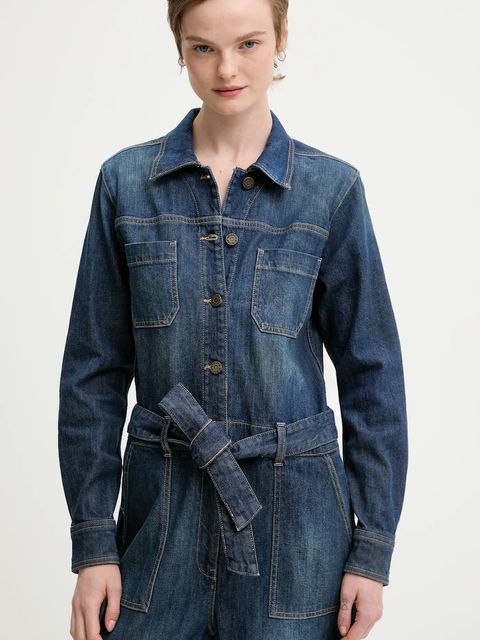 Guess Jeans kombinezon jeansowy kolor niebieski z kołnierzykiemm W5BD97 D0026