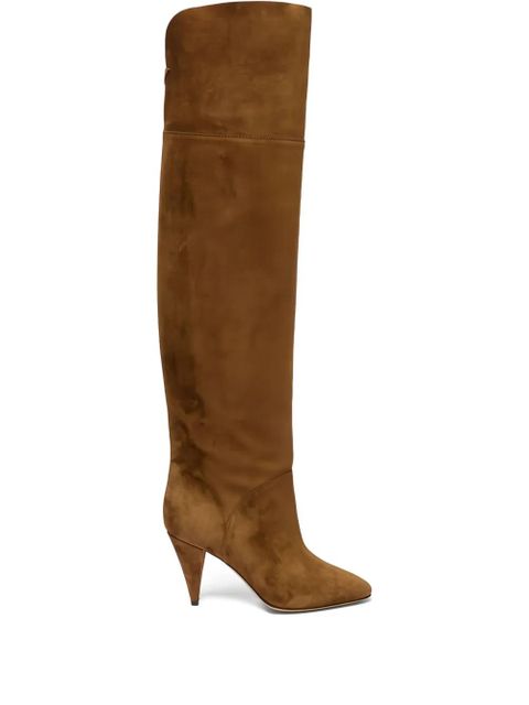 Casadei 120MM suede calfskin high-heeled boots - Brown - zdjęcie produktu nr 1