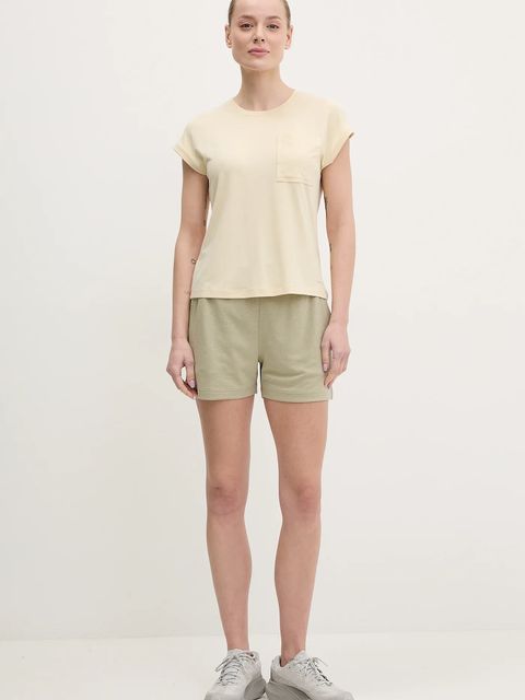 Helly Hansen szorty outdoorowe LIFA TECH damskie kolor beżowy gładkie high waist 63419 - zdjęcie produktu nr 2