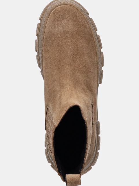 Weekend Max Mara sztyblety zamszowe Genepi damskie kolor beżowy na płaskim obcasie 2525796035600