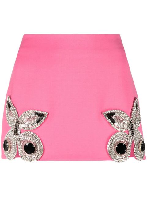 AREA crystal-embellished butterfly mini skirt - Pink - zdjęcie produktu nr 1