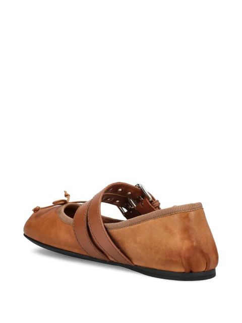 Miu Miu buckle-strap ballerina shoes - Brown