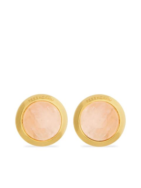Ferragamo semi-precious stone button stud earrings - Pink - zdjęcie produktu nr 1