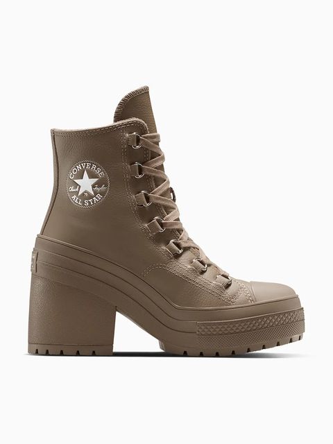 Converse botki skórzane Chuck 70 De Luxe Heel damskie kolor brązowy na słupku lekko ocieplone A13064C - zdjęcie produktu nr 1