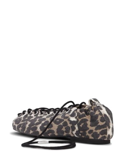 GANNI leopard-print lace-up ballet flats - Neutrals