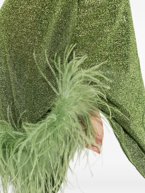 Oséree feather-trim blouse - Green