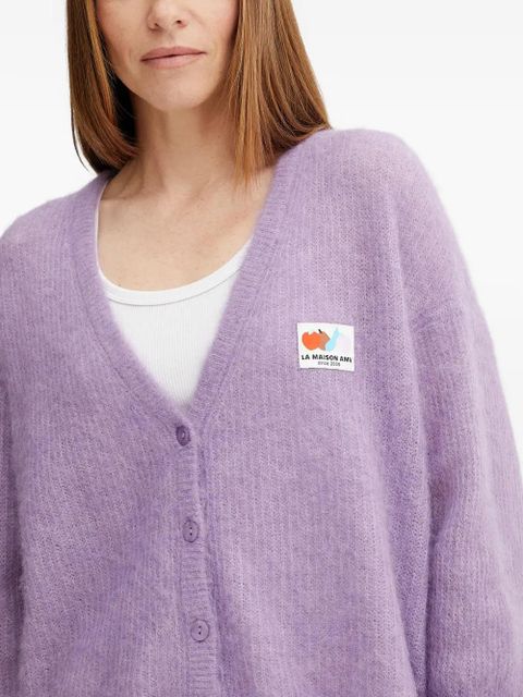 American Vintage V-neck patch cardigan - Purple