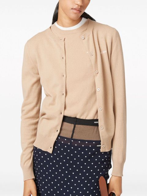 Miu Miu logo-intarsia cashmere top - Neutrals - zdjęcie produktu nr 2
