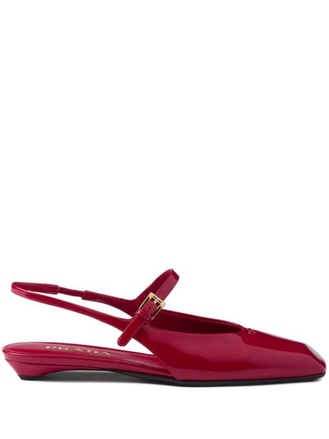 Prada leather slingback ballerina shoes - Red - zdjęcie produktu nr 1