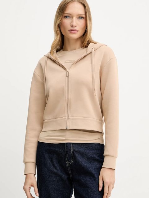 Armani Exchange bluza damska kolor beżowy z kapturem gładka XW000822 AF10818 - zdjęcie produktu nr 1