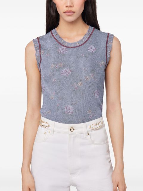 Rabanne floral-print tank top - Blue